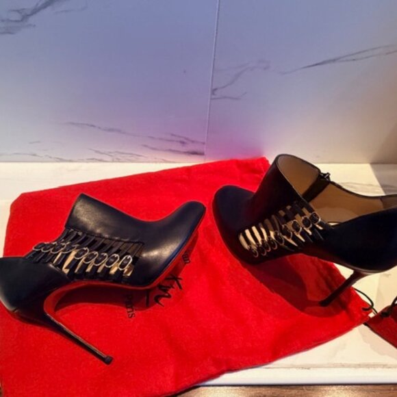 CHRISTIAN LOUBOUTIN SAFETY 100 CALF BLACK SIZE 38 - Picture 3 of 4